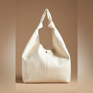 NWOT Anthropologie The Love Knot Slouchy Bag in Ivory Faux Leather